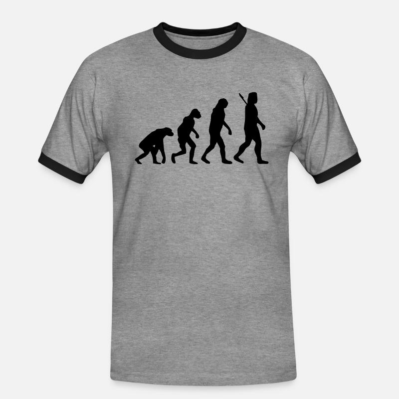 Evolution - Männer Kontrast-T-Shirt - Grau meliert/Schwarz
