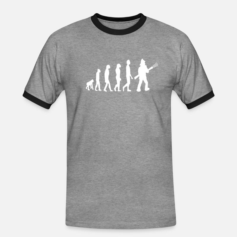 Firefighter Firefighter Firefighter Evolution - Men's Ringer Shirt - heather grey/black