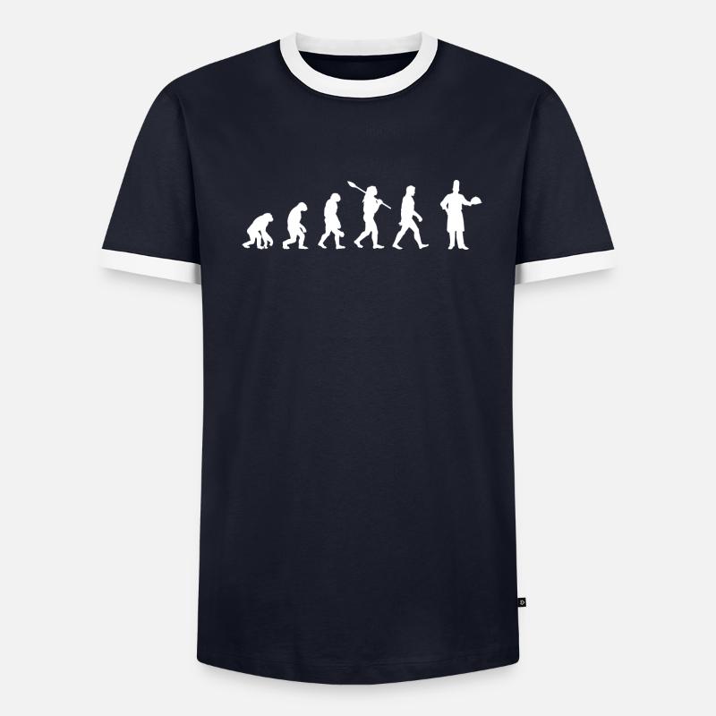 Koch - Evolution des Menschen / Darwin - Männer Kontrast-T-Shirt - undefined