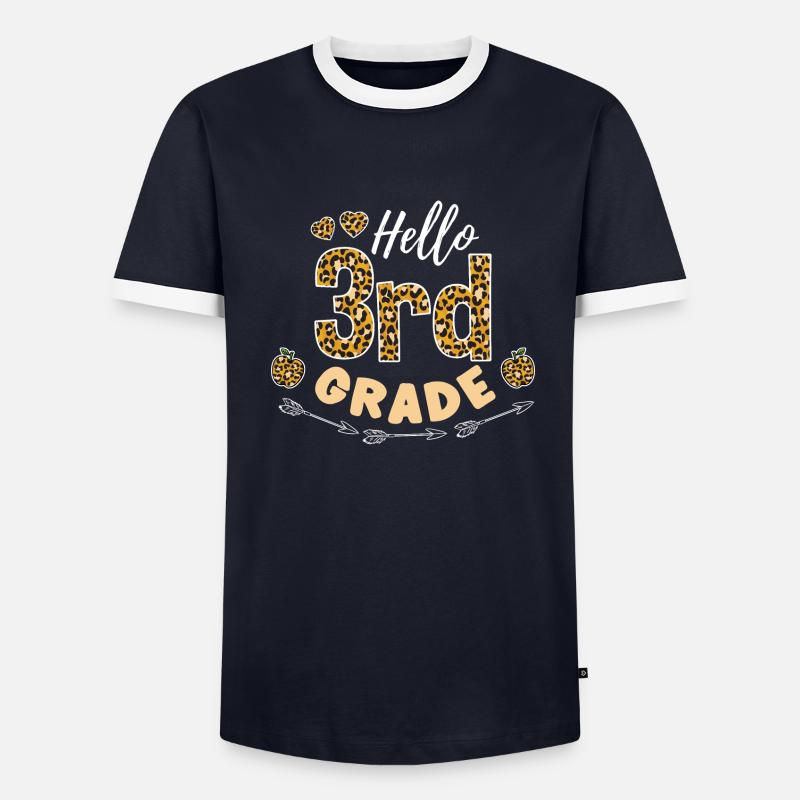 Hello 3rd Grade Leopard-Lehrer - Männer Kontrast-T-Shirt - undefined