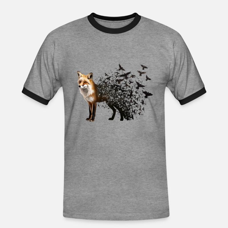 Fuchs - Männer Kontrast-T-Shirt - Grau meliert/Schwarz