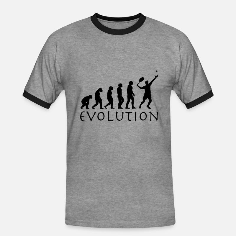 Tennis Evolution - Männer Kontrast-T-Shirt - Grau meliert/Schwarz