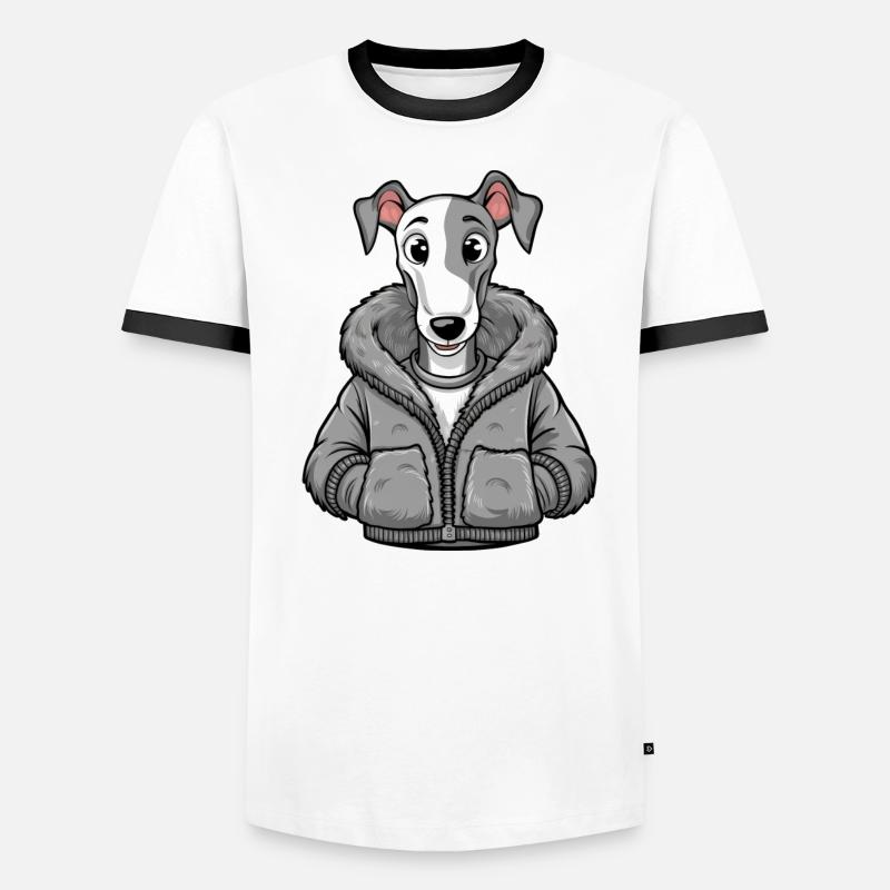Lévrier drôle dans la conception de dessin animé T-shirt contrasté Homme