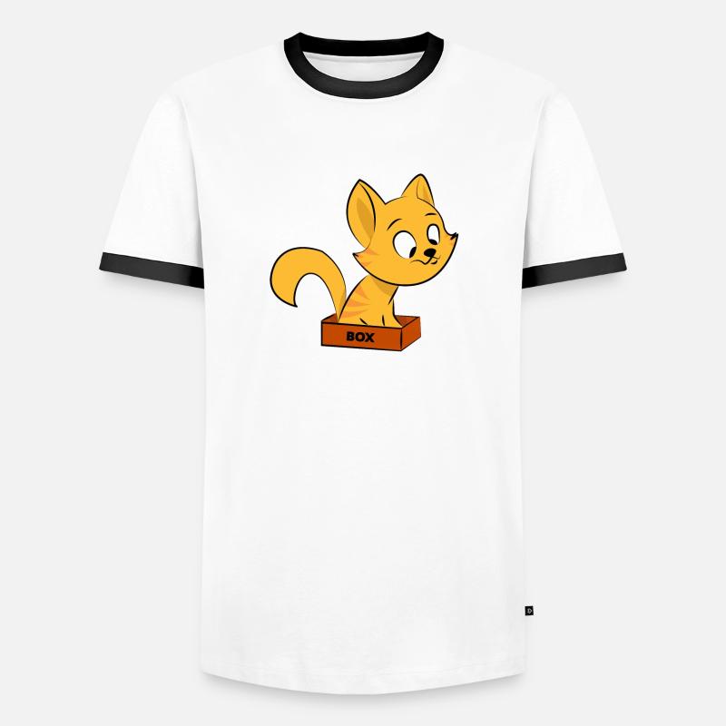 Katze sitzt in einer Box Geschenk Kätzchen Männer Kontrast-T-Shirt