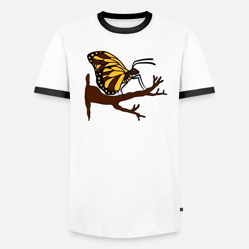 papillon sur branche arbre forêt insecte aile T-shirt contrasté Homme