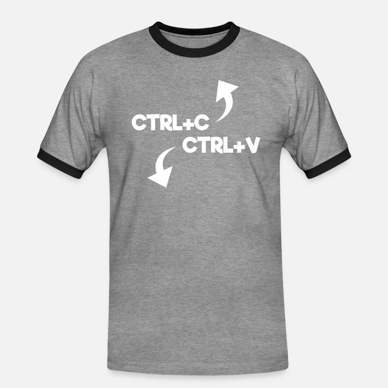ctrl c ctrl v - Männer Kontrast-T-Shirt - Grau meliert/Schwarz
