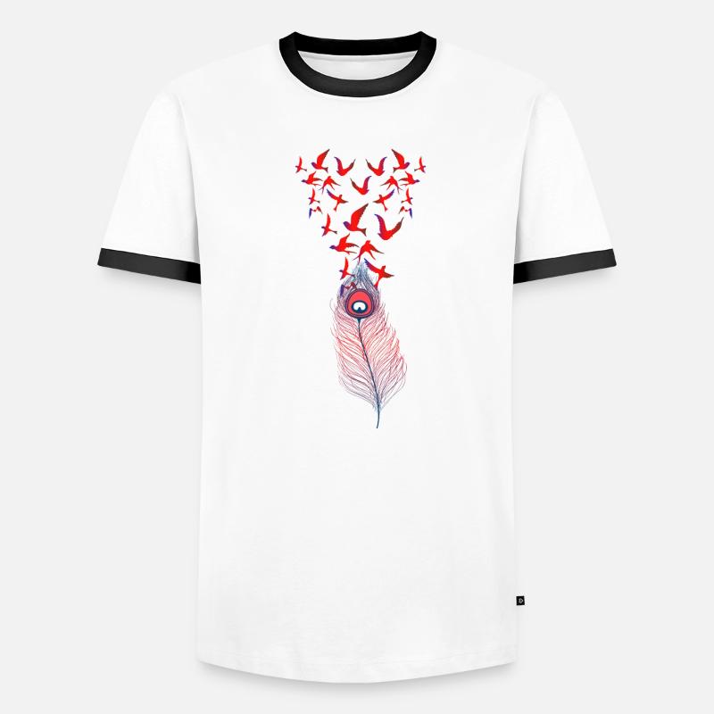 Federn Männer Kontrast-T-Shirt