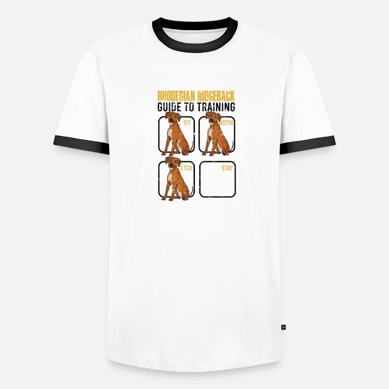 Rhodesian Ridgeback guide de formation asseyez-vous T-shirt contrasté Homme