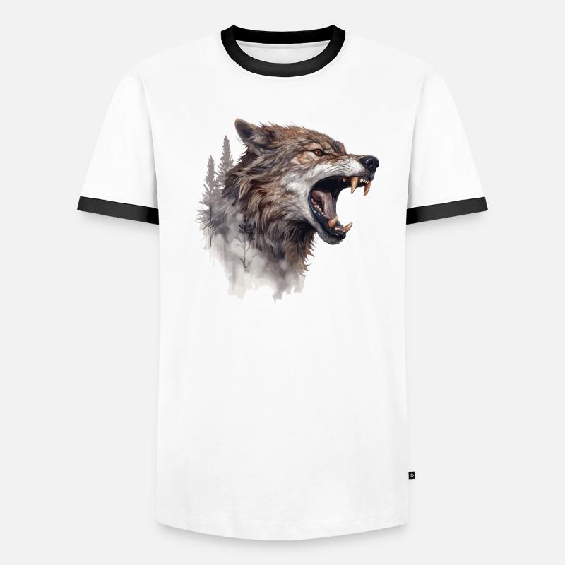 Wolf Wolf Head Scratch Marks Claws Wild Forest Hunter Men's Ringer Shirt