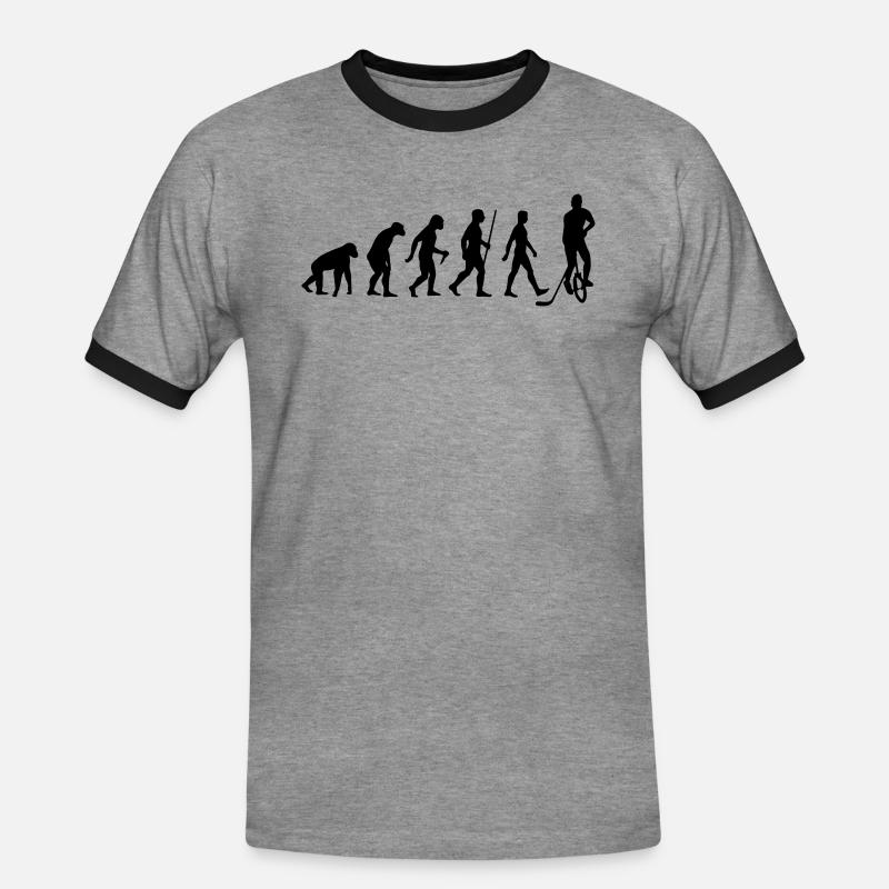 Evolution Einradhockey - Männer Kontrast-T-Shirt - Grau meliert/Schwarz