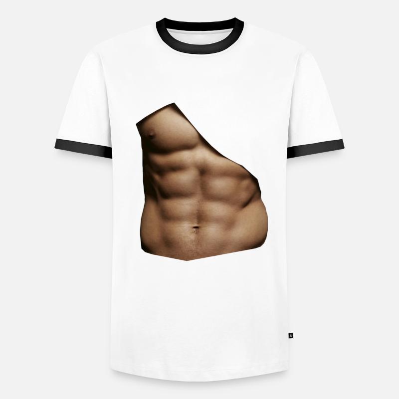 Six-pack abdominal muscle shirt torn Men's Ringer Shirt