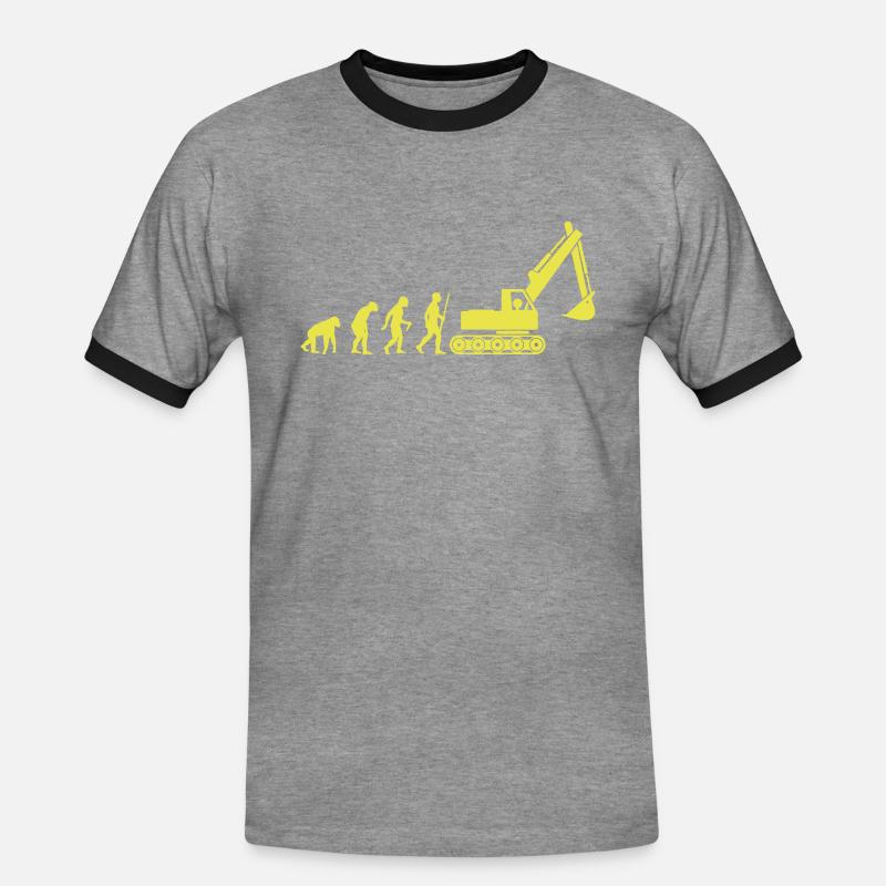 Baggerfahrer Evolution - Männer Kontrast-T-Shirt - Grau meliert/Schwarz