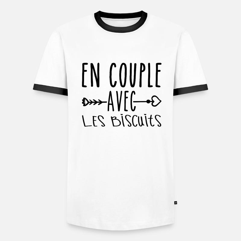 En Couple avec Biscuits, cadeau Fans de Biscuits T-shirt contrasté Homme