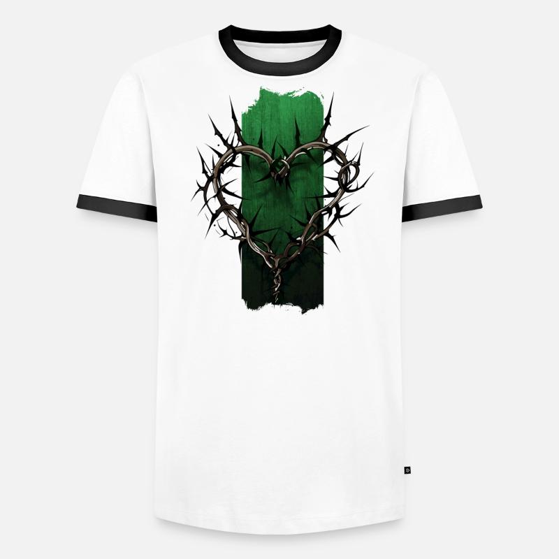 Thorned Devotion: Heart-Shaped Thorn Branch Men's Ringer Shirt