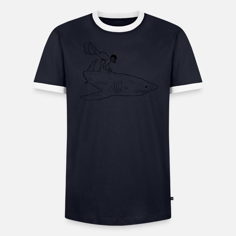 Requin et plongeur T-shirt contrasté Homme