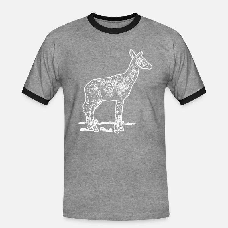 Okapi Okapi Blumenmuster - Männer Kontrast-T-Shirt - Grau meliert/Schwarz