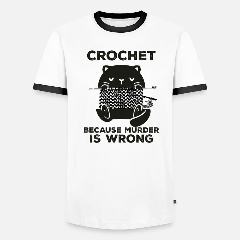 Crochet Because Murder Is Wrong Men's Ringer Shirt