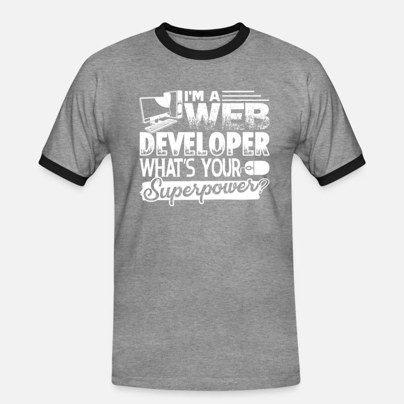Web Developer Web Developer Superpower - Men's Ringer Shirt - heather grey/black
