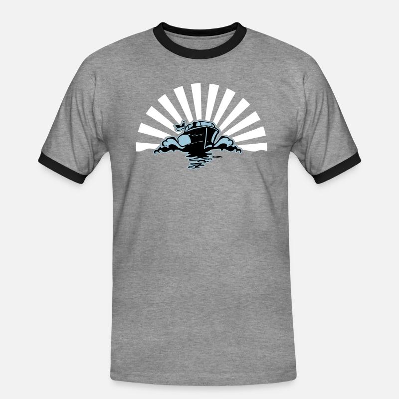 Motorboot 3C - Farbwechsel - Männer Kontrast-T-Shirt - Grau meliert/Schwarz