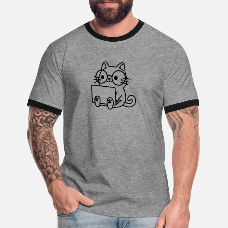 Programmierer Coding Nerd Katze Männer Kontrast-T-Shirt