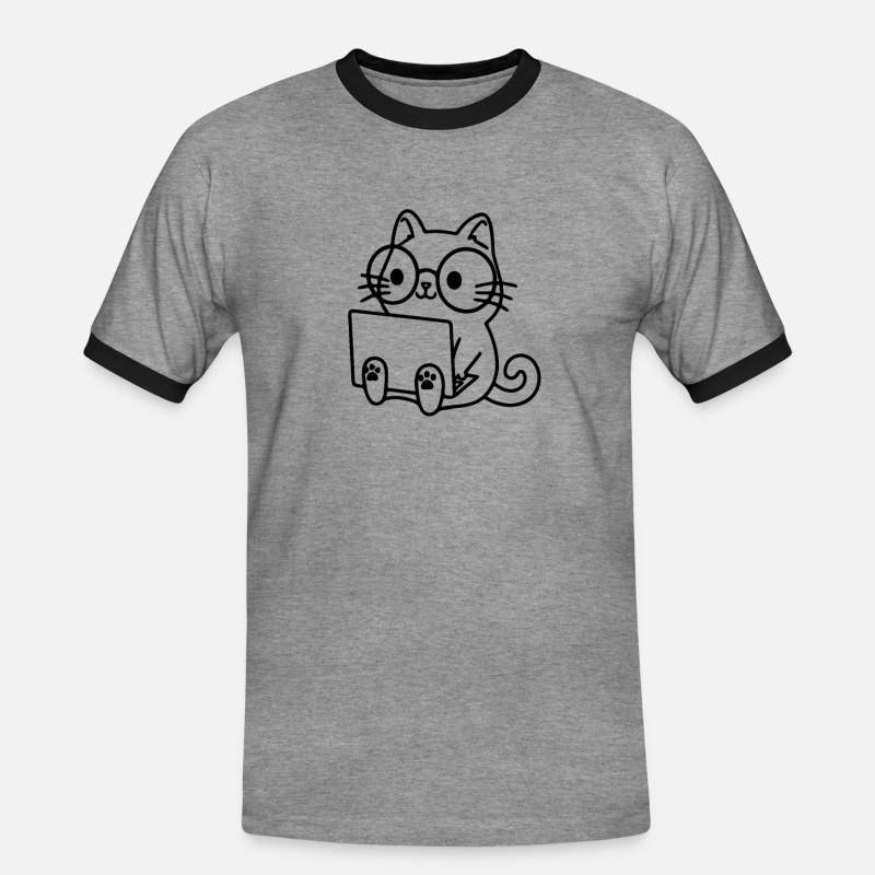 Programmierer Coding Nerd Katze - Männer Kontrast-T-Shirt - Grau meliert/Schwarz