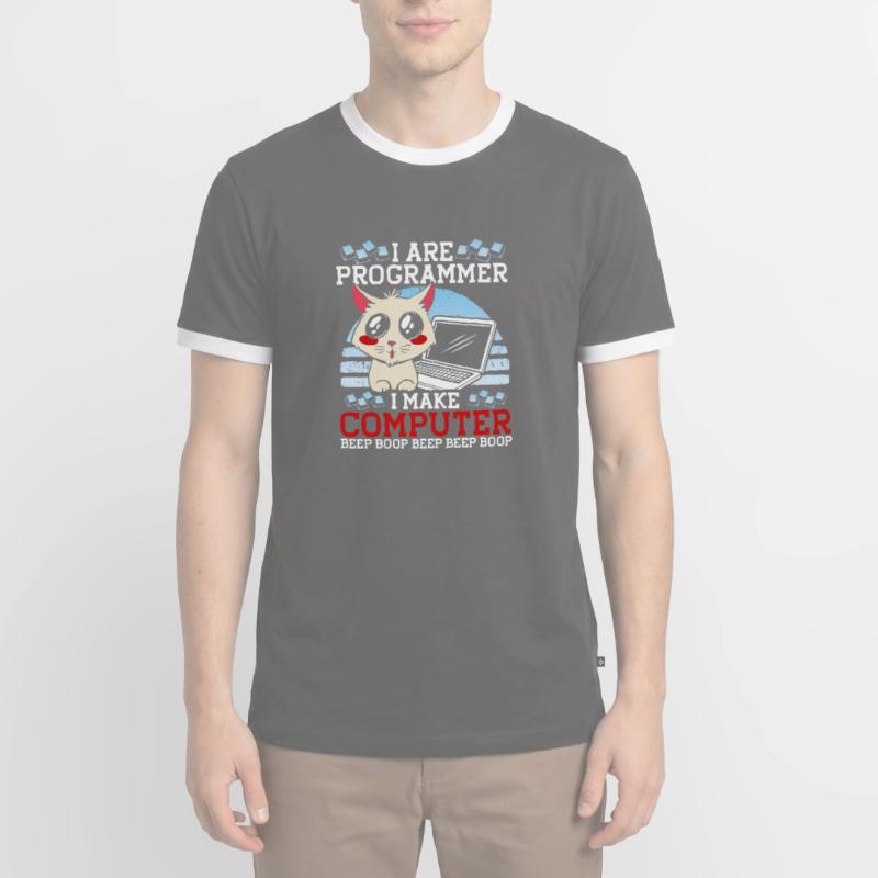 Katze Programmieren Coder Programmierer Männer Kontrast-T-Shirt