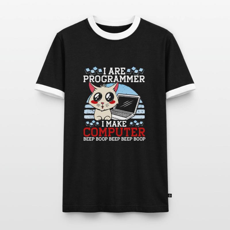 Katze Programmieren Coder Programmierer Männer Kontrast-T-Shirt