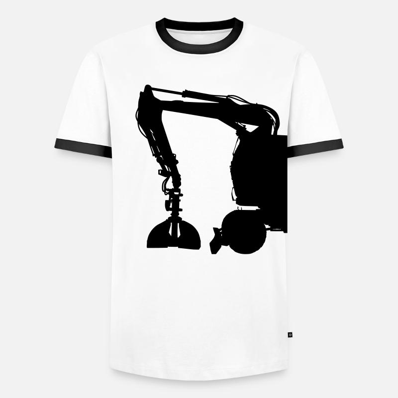 Excavator construction machine excavator bucket vector black Men's Ringer Shirt