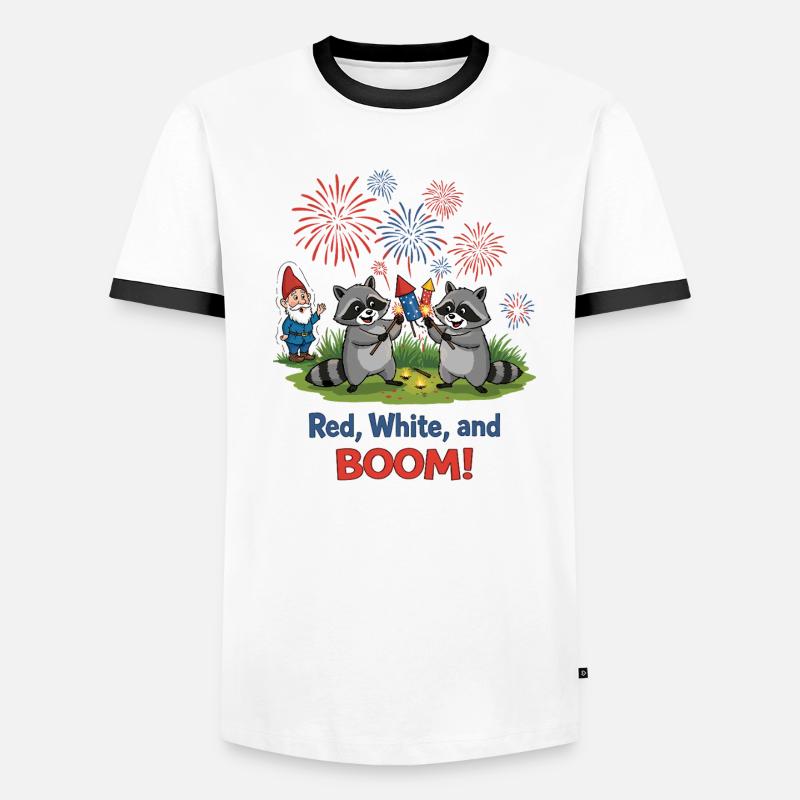 Waschbären-Feuerwerksparty zum 4. Juli Männer Kontrast-T-Shirt
