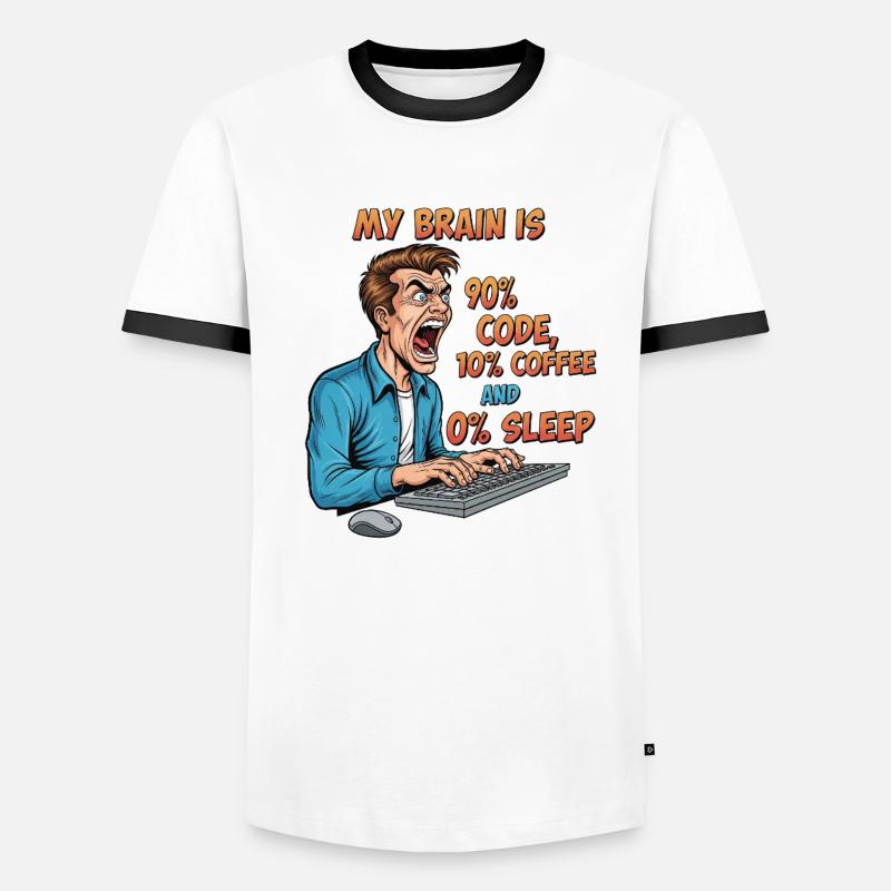 0% Sleep: Code & Coffee Power! Men's Ringer Shirt