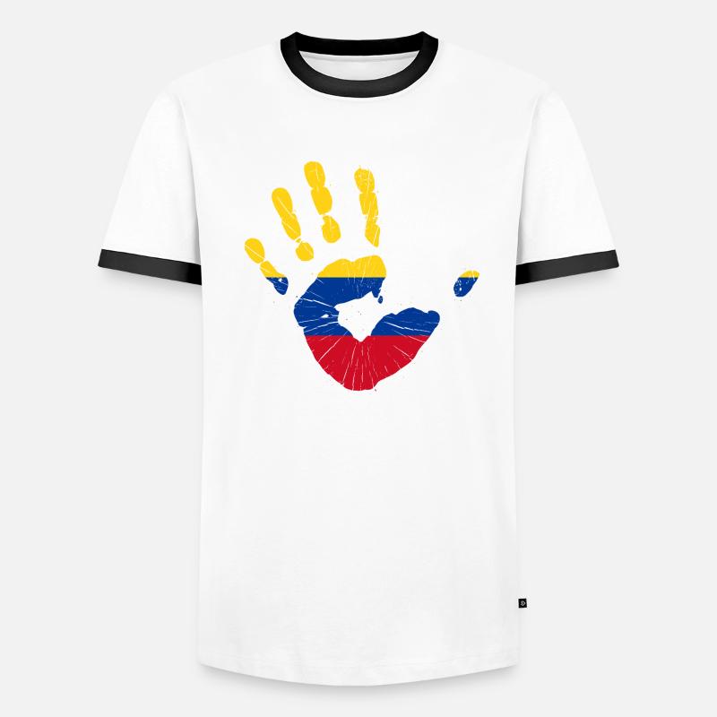 Colombie Drapeau drapeau de la main Drapeau colombien T-shirt contrasté Homme