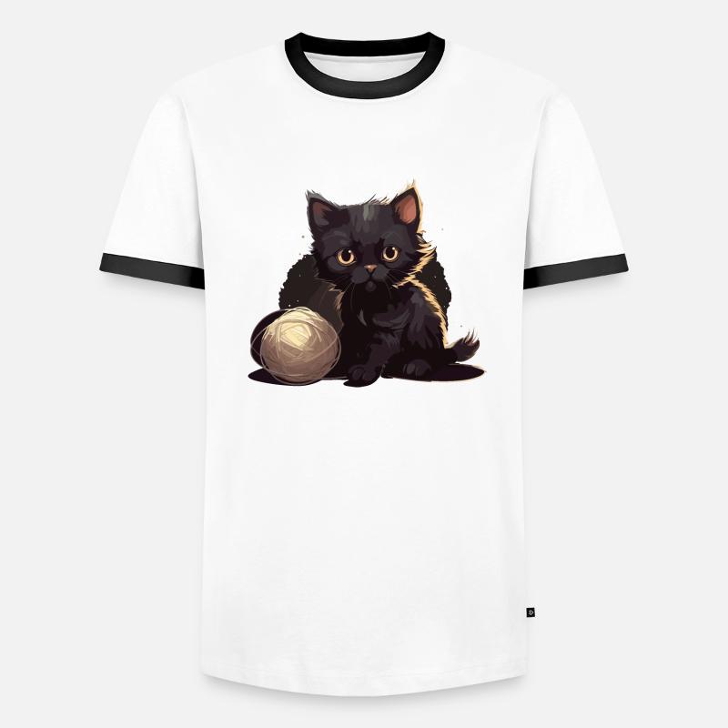Mignon bébé chat avec boule de chaton de laine T-shirt contrasté Homme
