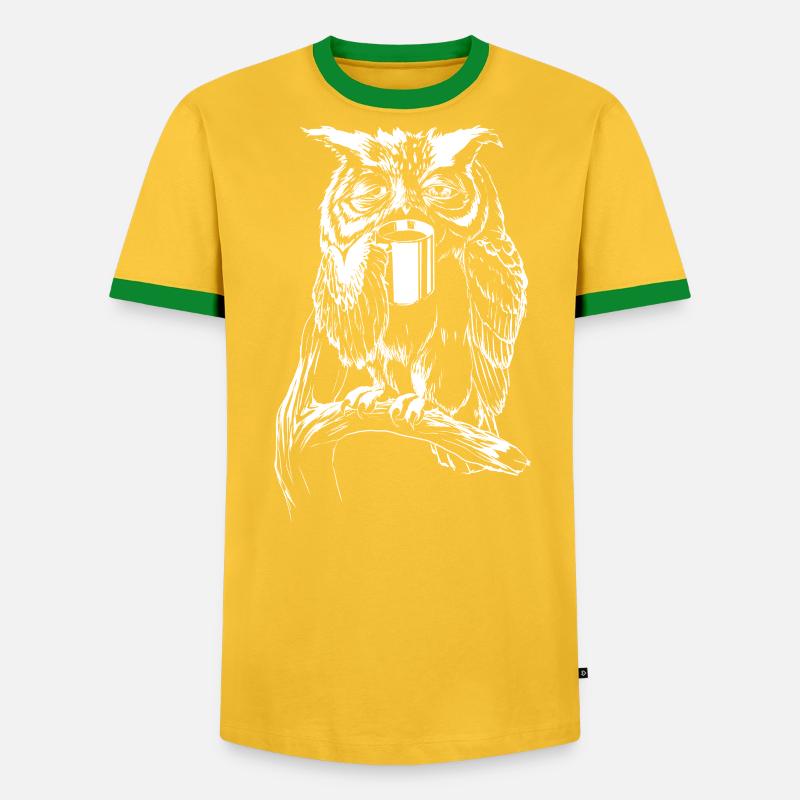 Kaffee- Eule - Männer Kontrast-T-Shirt - undefined