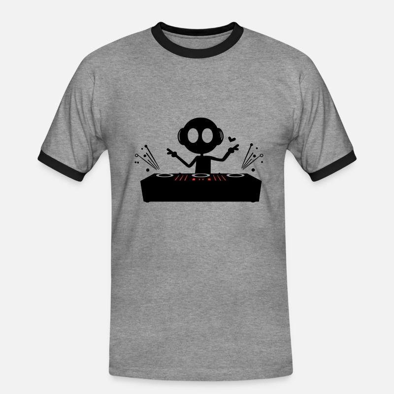 DJ Party Turntables - Men's Ringer Shirt - heather grey/black