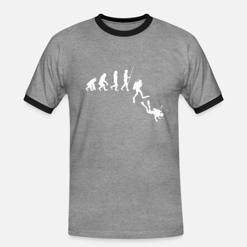 Tauchen Evolution | Evolution - Männer Kontrast-T-Shirt - Grau meliert/Schwarz