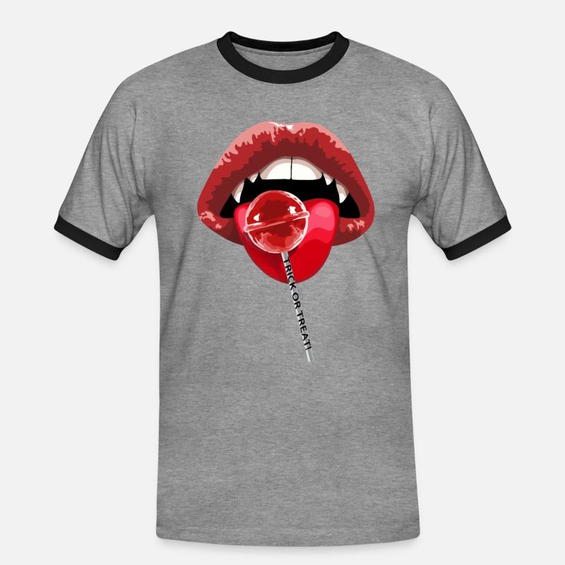 SÜßES ODER SAURES - Männer Kontrast-T-Shirt - Grau meliert/Schwarz