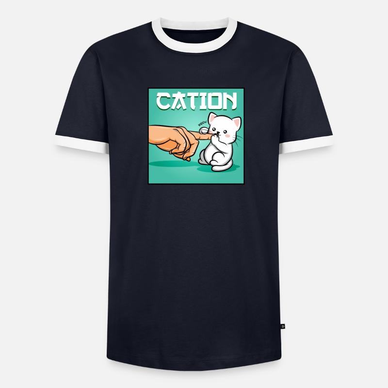 Chat Cation chatons Cartoon chat cadeau de protection T-shirt contrasté Homme