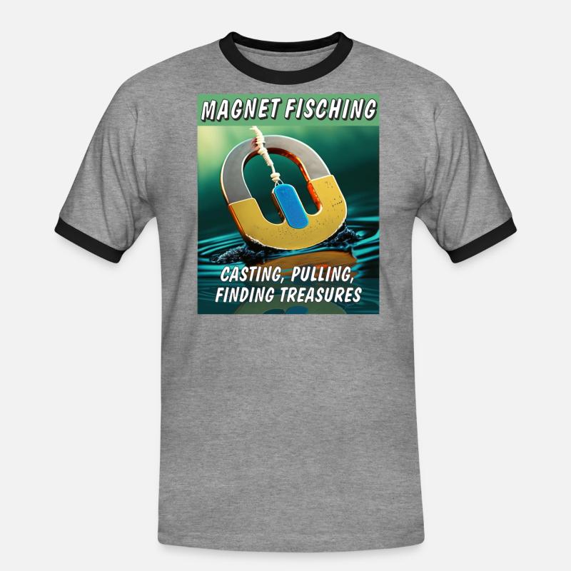 MAGNETFISCHING CASTING PULLING FINDING - Men's Ringer Shirt - heather grey/black