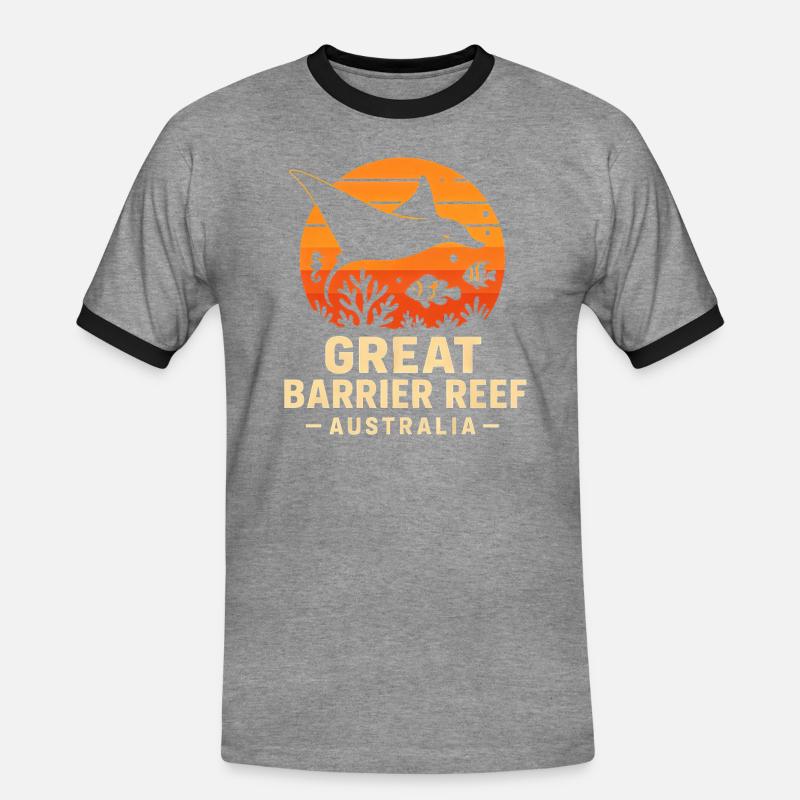 Great Barrier Reef, Australia - Men's Ringer Shirt - heather grey/black
