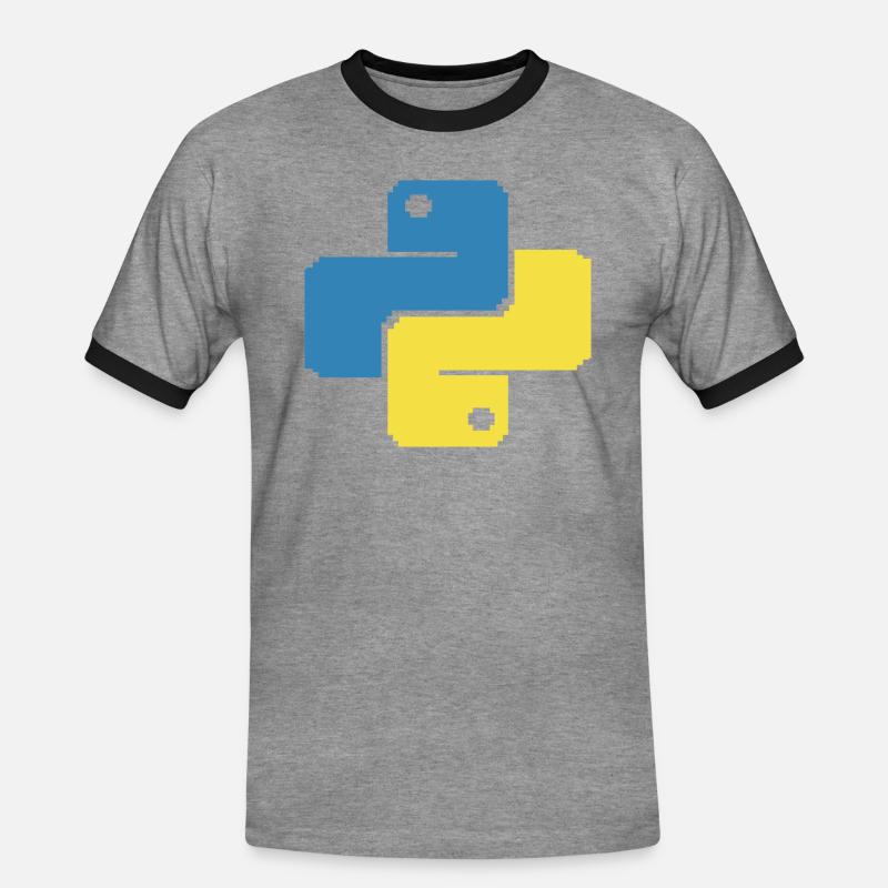 Python Pixelart - Männer Kontrast-T-Shirt - Grau meliert/Schwarz