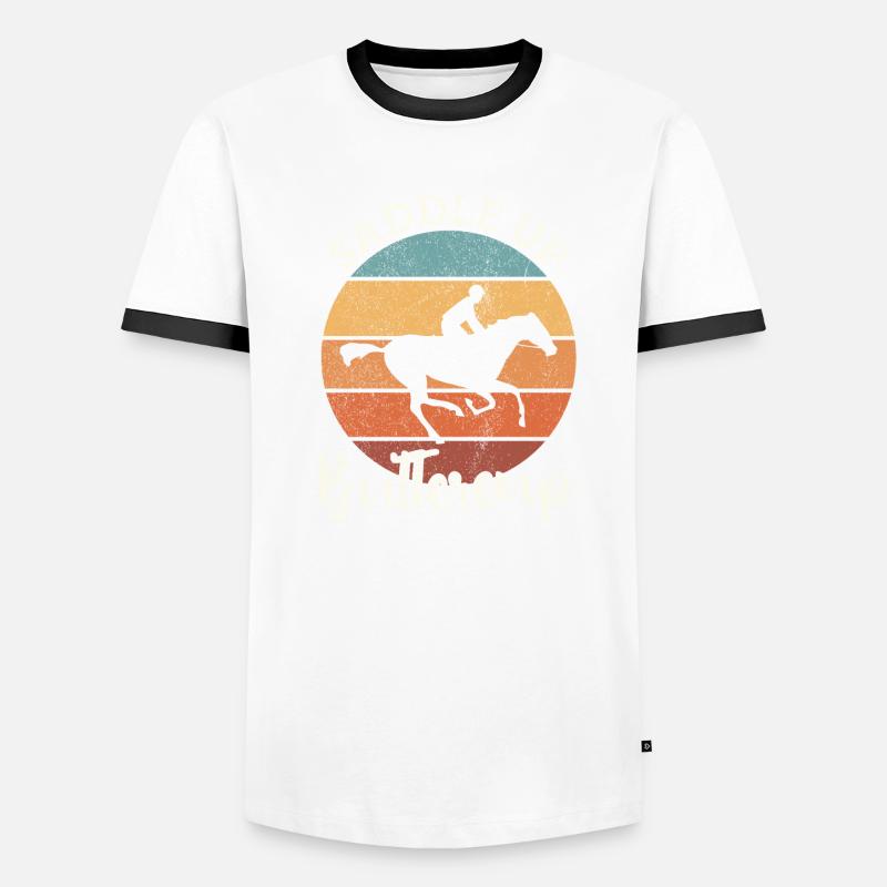 Manger Dormir Chevaux de course Répéter Cavalier Cheval T-shirt contrasté Homme