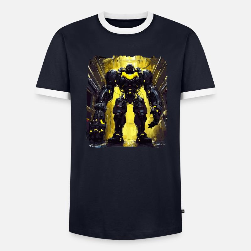 Futuristic Cyberpunk Mech Warrior Sci Fi Robot Men's Ringer Shirt