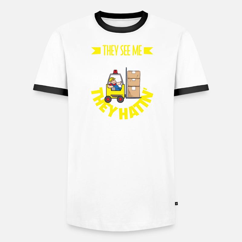 Forklift Driver Warehouse Forklift Men's Ringer Shirt