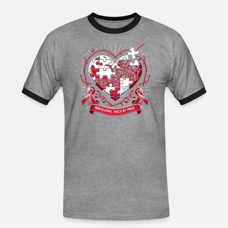 Schlaganfall-überlebende Schlaganfall-bewusstsein - Männer Kontrast-T-Shirt - Grau meliert/Schwarz