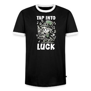 Danse irlandaise Tenue d'Irlande Musique irlandaise - T-shirt contrasté Homme - noir/blanc - Devant - AI Model Female 172 light (172cm) & AI Model Male 178 light (178cm)
