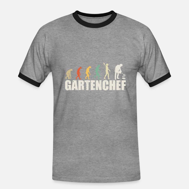 Gartenchef Evolution Gärtner - Männer Kontrast-T-Shirt - Grau meliert/Schwarz
