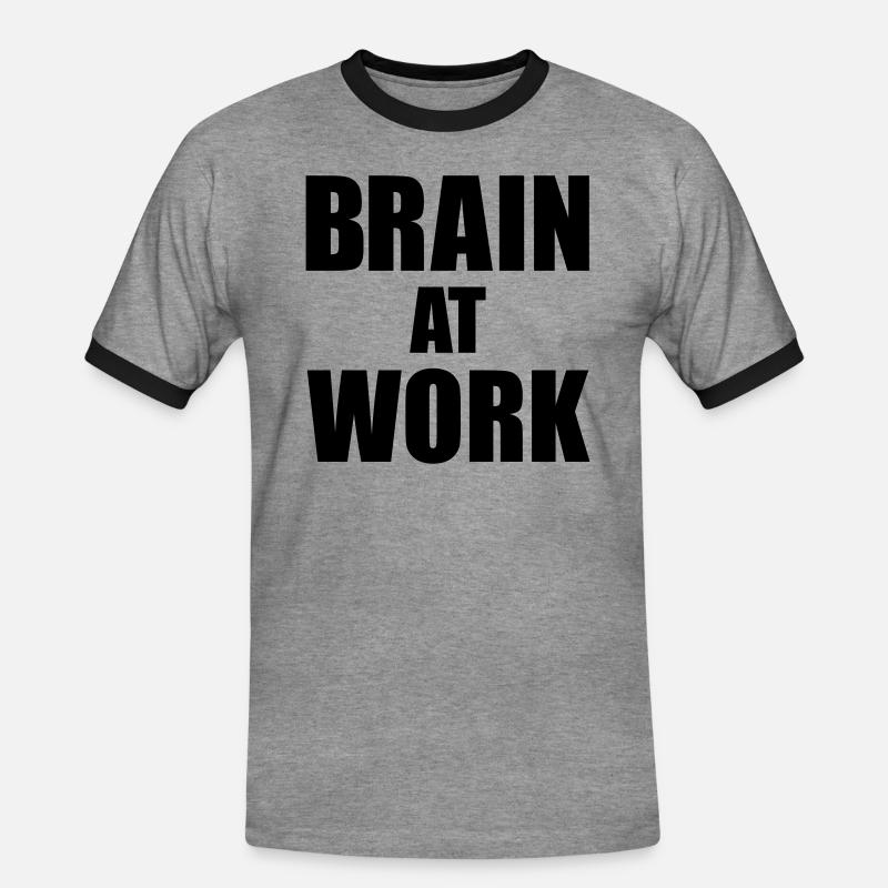 Brain at work - Männer Kontrast-T-Shirt - Grau meliert/Schwarz