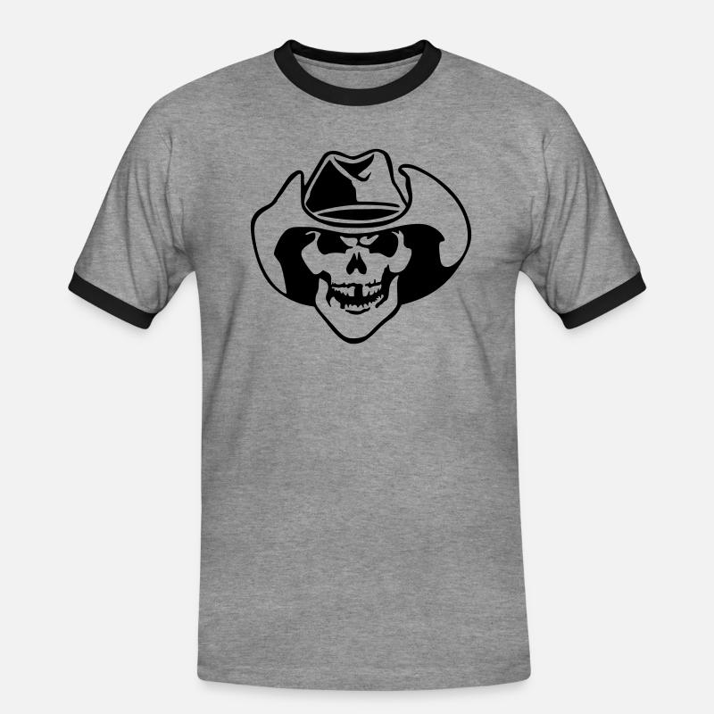 bone head / Knochenkopf - Männer Kontrast-T-Shirt - Grau meliert/Schwarz
