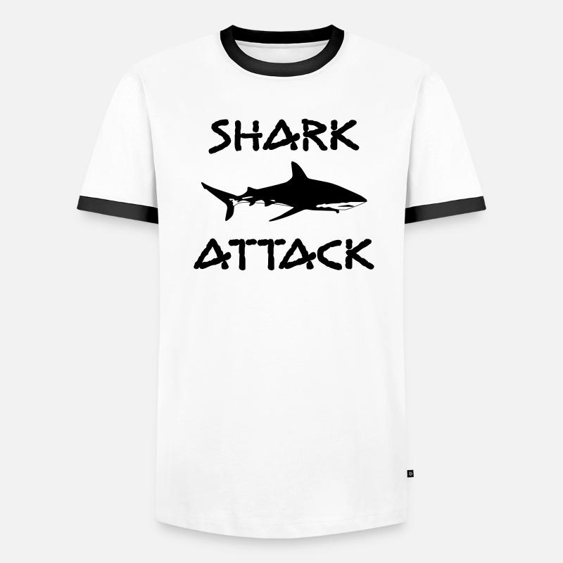 shark attack Männer Kontrast-T-Shirt