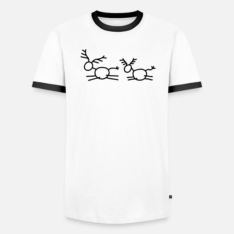 2 Springende Hirsche Männer Kontrast-T-Shirt